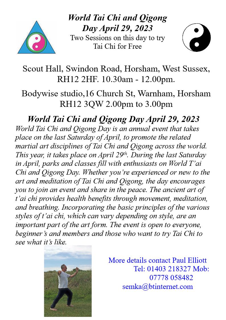 World Tai Chi Day Tai Chi at Swindon Road Horsham Event