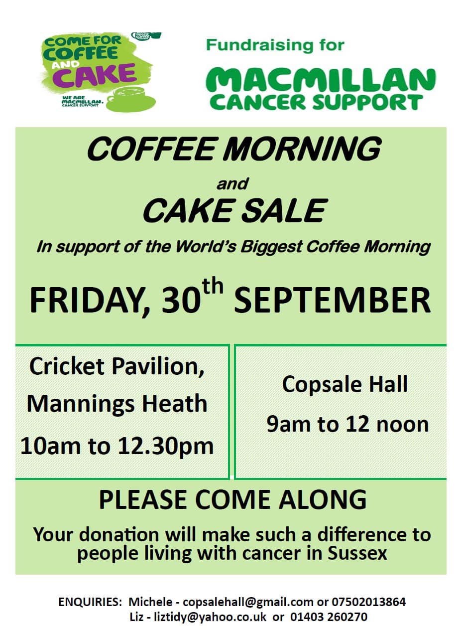 Macmillan Coffee Morning With Rotary Club - Mannings Heath